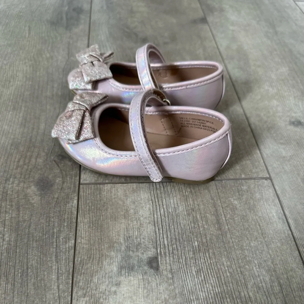 Sugar Toddler Girl Glitter Ribbon Dress Shoes Size 5 EUC